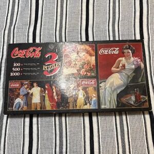 Vintage‎ Coca-Cola 3-Puzzle Set Sealed 100 500 1000 Piece Drink Advertising